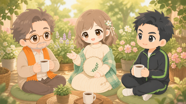 ほんわか癒し系がみんなの心を和ませる様子