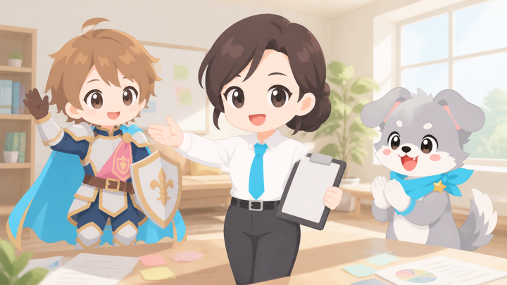きびきびリーダーがみんなの中心で場をまとめる様子
