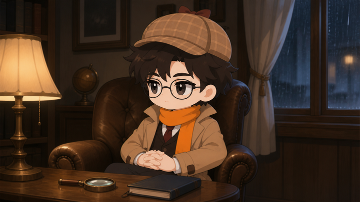 お見通し探偵が静かな部屋でひとり落ち着いて過ごす様子