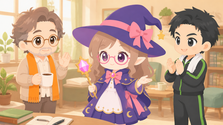 頼れる魔女っ子が得意なことでまわりを支える様子