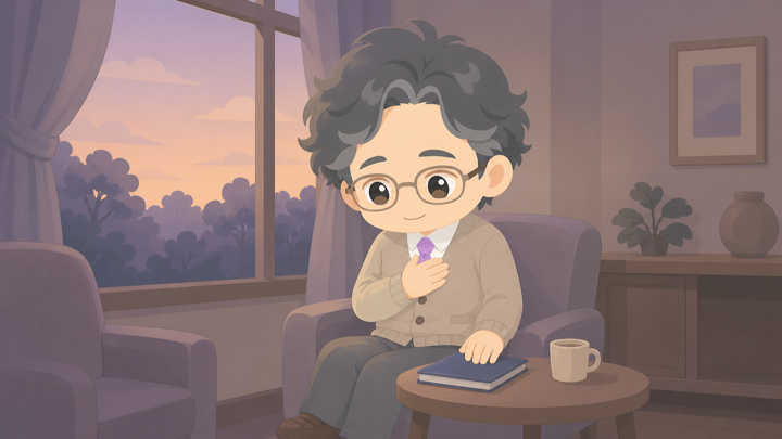 面倒見のいい先生が自分の気持ちをそっと見つめる様子