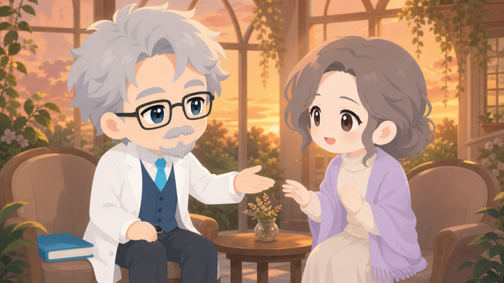 頭のキレる博士が好きな人にふと素直な表情を見せる様子