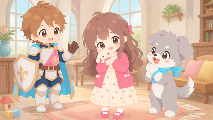 かわいい甘えんぼうが人に甘えて笑いかける様子